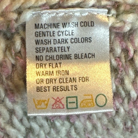 Retro nubbly-knit wool blend asymmetrical sweater with oversize button detail - Picture 7 of 9